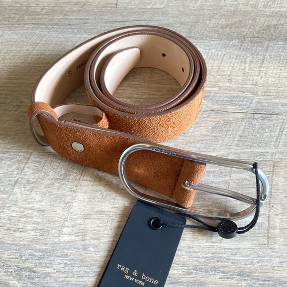 rag & bone Rounded Rebound Belt in Pecan Suede Size Small - Picture 6 of 10